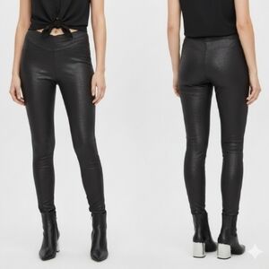 A&F Vintage V-Yoke Abercrombie & Fitch Crackle Coated Black Pant Leggings